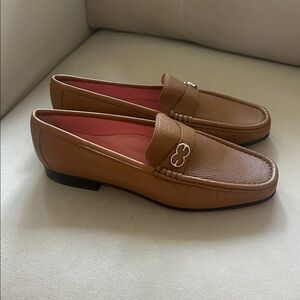 Escada Tan Leather Loafers. Size 7. New